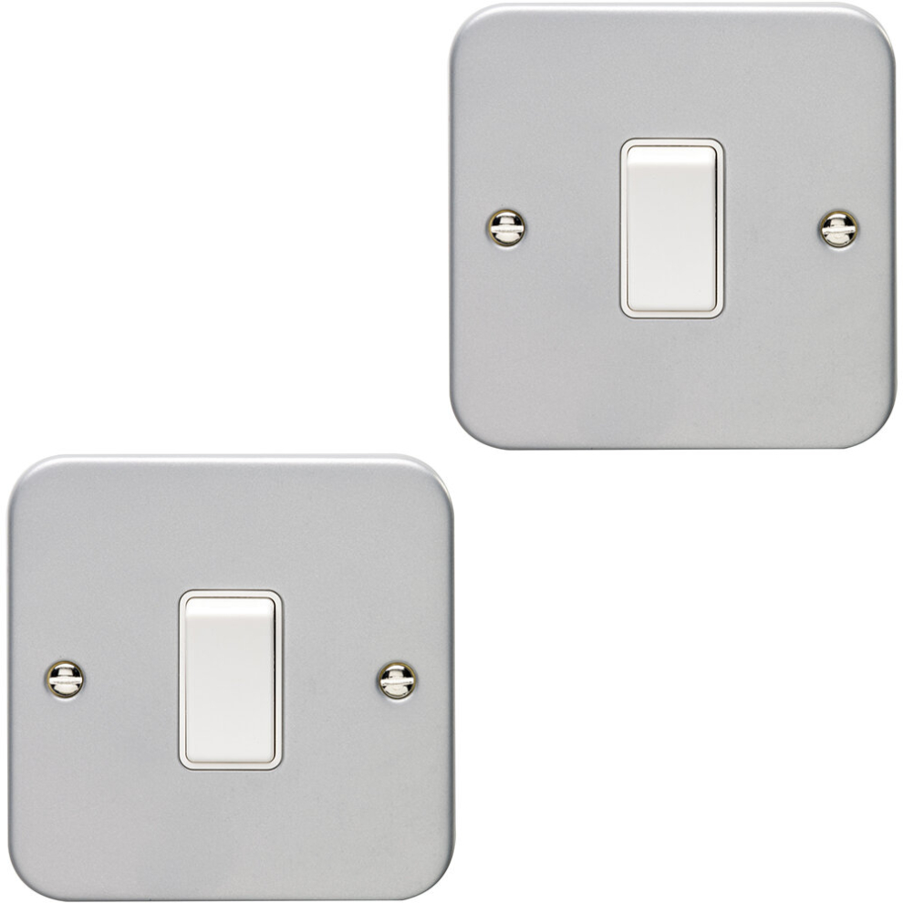 2 PACK 1 Gang Single 10A INTERMEDIATE Light Switch HEAVY DUTY METAL CLAD Rocker