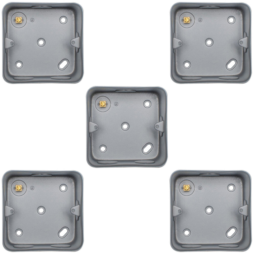 Loops 5 PACK 1 Gang 40mm Surface Mount METAL CLAD Back Box Switch Socket Rounded Earth