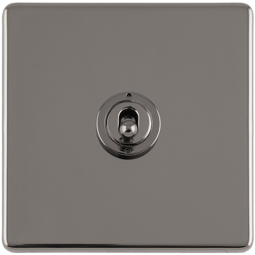 Loops 1 Gang Single Retro Toggle Light Switch Screwless Black Nickel 10A 2 Way Lever - Image 2