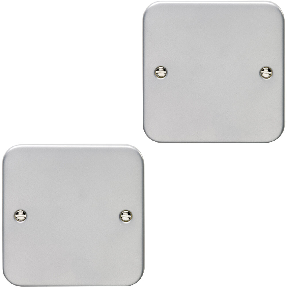 B&Q - 2 Pack Single Heavy Duty Metal Clad Blanking Plate Round Edged Wall Box Hole - Image 2