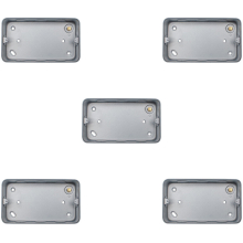5 PACK 2 Gang 40mm Surface Mount METAL CLAD Back Box Switch Socket Rounded Earth