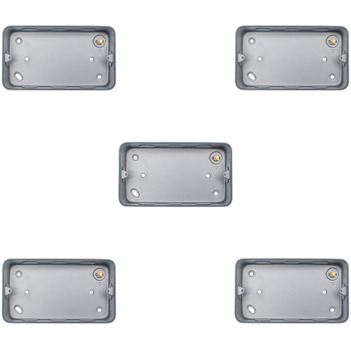 Loops 5 PACK 2 Gang 40mm Surface Mount METAL CLAD Back Box Switch Socket Rounded Earth