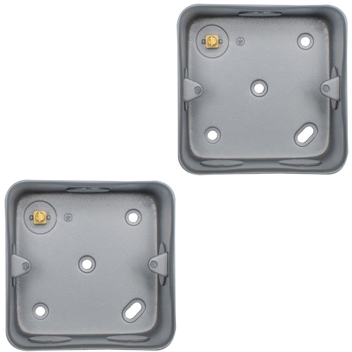 Loops 2 PACK 1 Gang 40mm Surface Mount METAL CLAD Back Box Switch Socket Rounded Earth