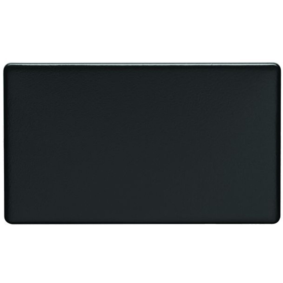 Loops Double Screwless Matt Black Blanking Plate Round Edged Wall Box Hole Cover