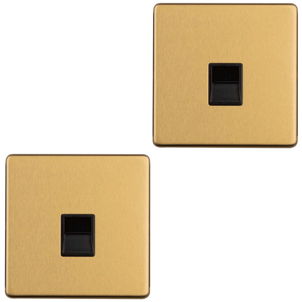 Loops 2 Pack 1 Gang Extension Telephone Socket Screwless Satin Steel Slave Secondary