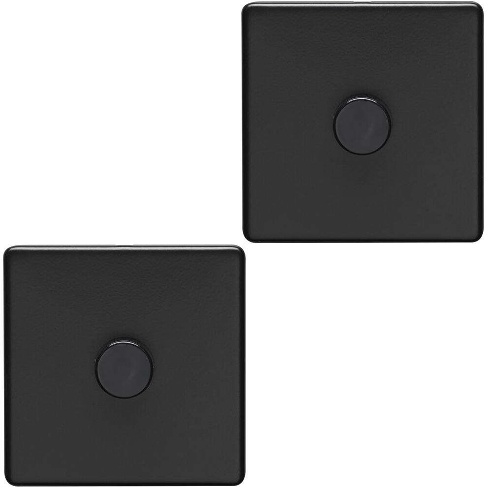 2 PACK 1 Gang Dimmer Switch 2 Way LED SCREWLESS MATT BLACK Light Dimming Wall