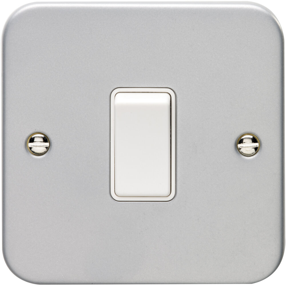 1 Gang Single 10A Intermediate Light Switch Heavy Duty Metal Clad White Rocker 5056581977731