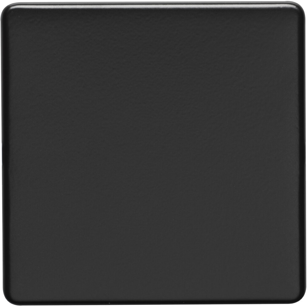 Single SCREWLESS MATT BLACK Blanking Plate Round Edged Wall Box Hole Cover