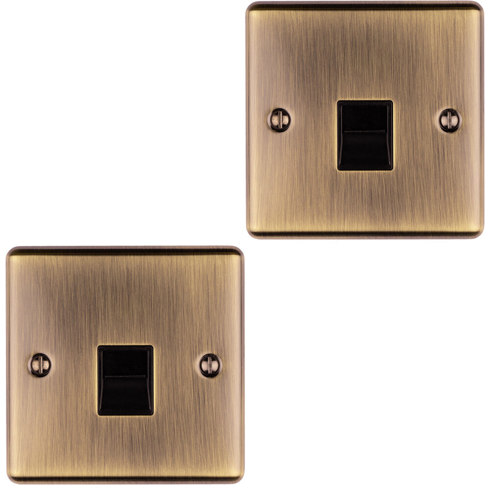 2 PACK 1 Gang BT Extension Telephone Wall Socket ANTIQUE BRASS Slave Secondary