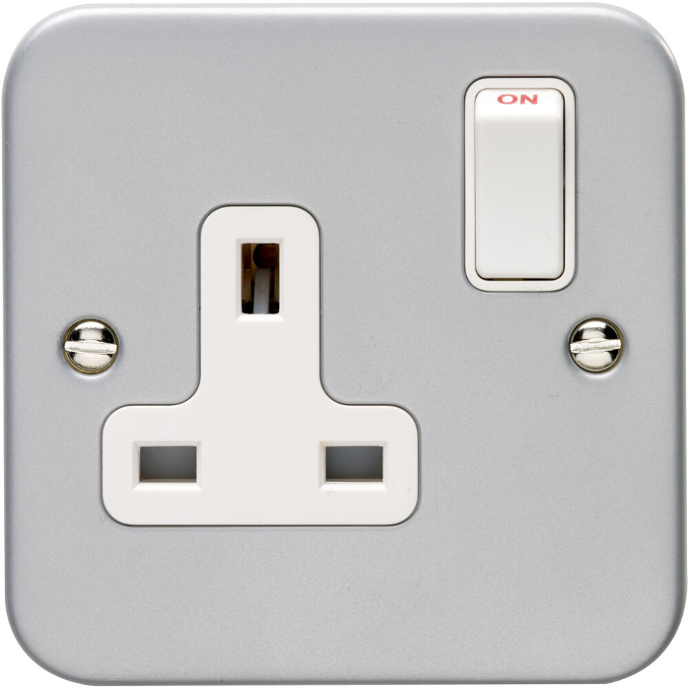 Loops 1 Gang Single 13A Switched Uk Plug Socket Heavy Duty Metal Clad Power Outlet