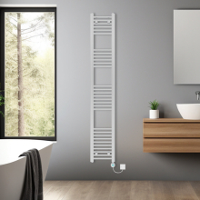 (Chrome, 1800x300mm) Bathroom Prefilled Electric Heated Towel Rail Straight Radiator Thermo Smart WiFi