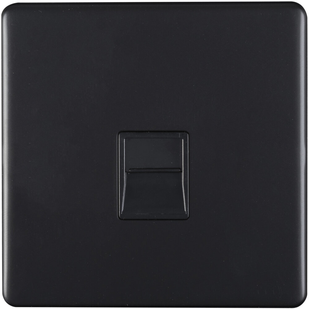 1 Gang Single Bt Telephone Master Socket Screwless Matt Black Wall Face Plate - Image 2