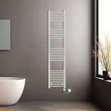 (Chrome, 1800x400mm) Pre-filled Electric Curved Heated Towel Rail Radiator Thermostatic