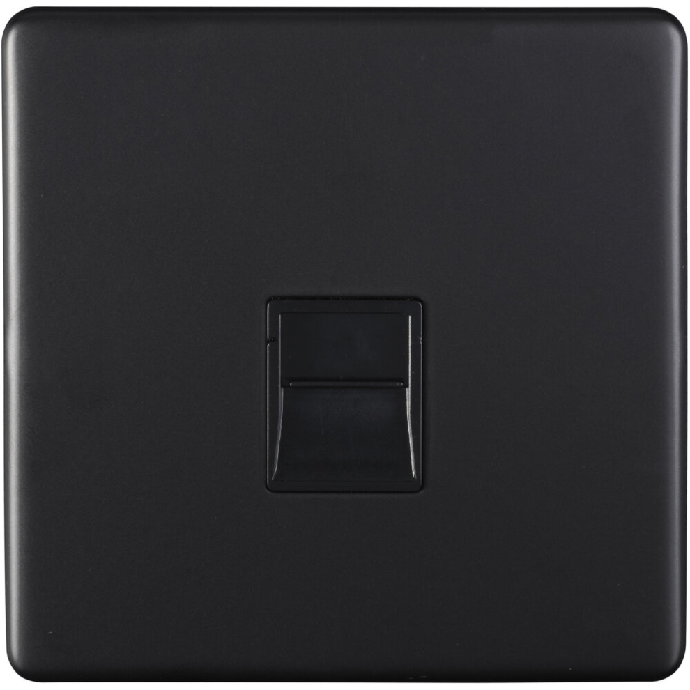 Loops 1 Gang Extension Telephone Wall Socket Screwless Matt Black Slave Secondary