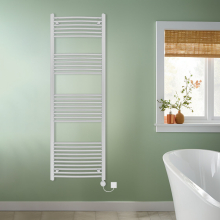 (Chrome, 1800x600mm) NRG Prefilled Thermostatic Electric Curved Heated Towel Rail Radiator