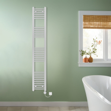 (Chrome, 1800x300mm) NRG Prefilled Thermostatic Electric Curved Heated Towel Rail Radiator