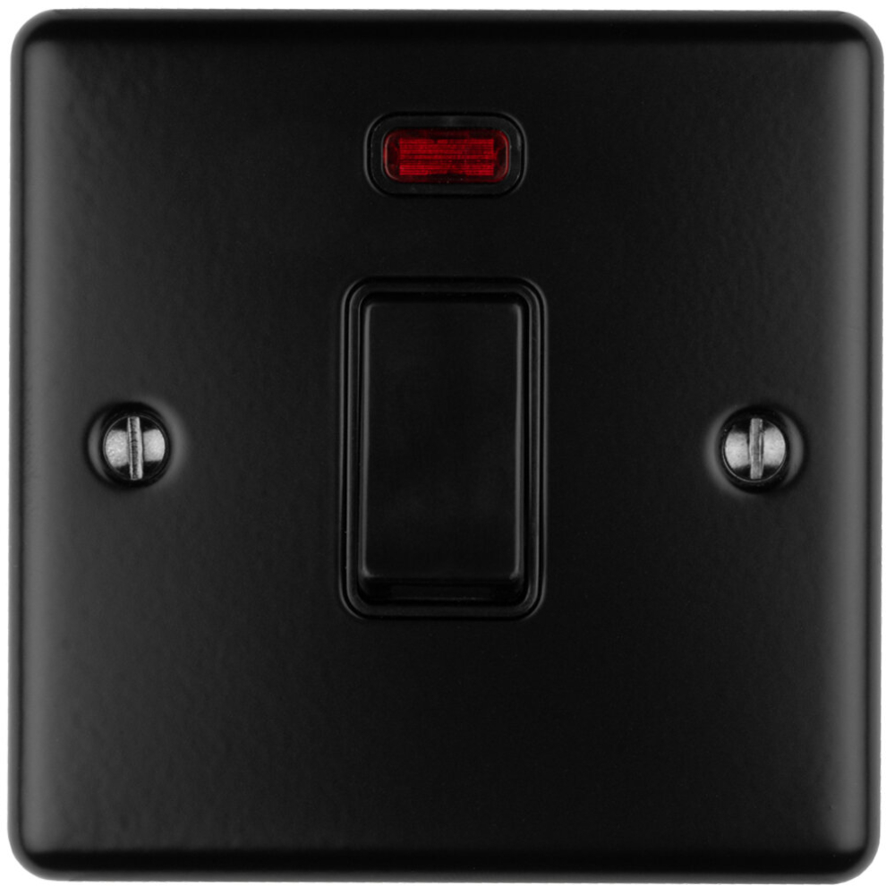 1 Gang 20A Single Light Switch & Neon - MATT BLACK & BLACK TRIM 2 Way Rocker