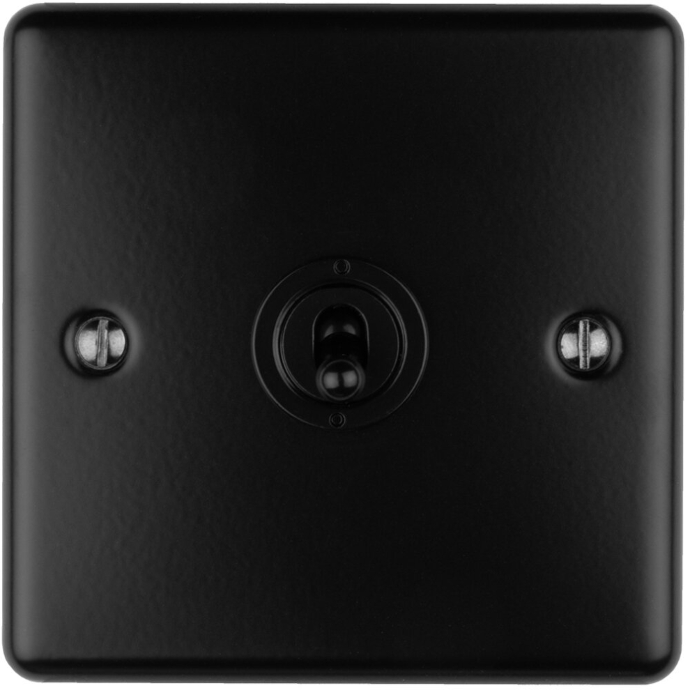 1 Gang Single Retro Toggle Light Switch MATT Black 10A 2 Way Lever Plate - Classic Vintage Style Flick Lever Wall Plate - Image 2
