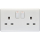 Loops 2 Gang Double Pole 13A Switched UK Plug Socket - WHITE PLASTIC Wall Power Outlet 1