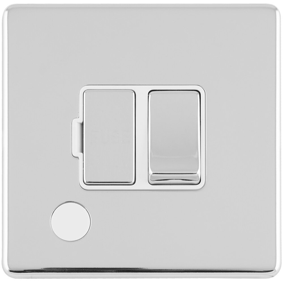 Loops 1 Gang 13A Switched Fuse Spur & Flex Outlet Screwless Polished Chrome Isolation