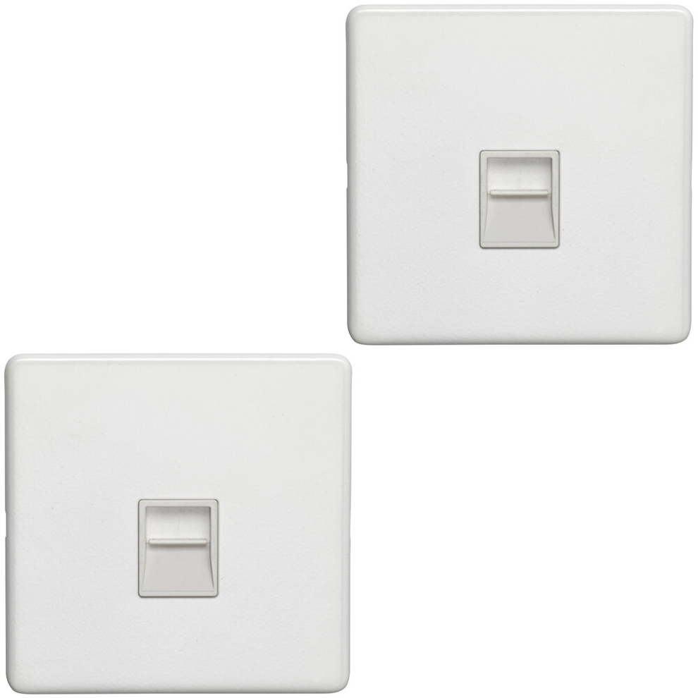 2 PACK 1 Gang Extension Telephone Socket SCREWLESS MATT WHITE Slave Secondary