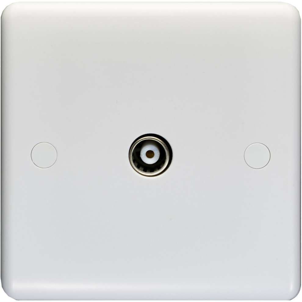1 Gang Single Tv Aerial Wall Face Plate - White Female Coaxial Socket Outlet 5056581969989