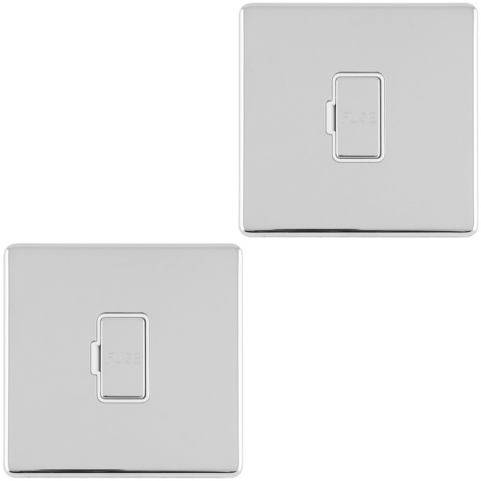 2 PACK 1 Gang 13A Unswitched Fuse Spur SCREWLESS POLISHED CHROME Mains Isolation-image-OPC-PDC69QY-NEW