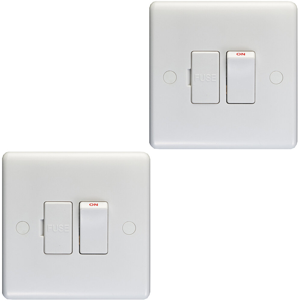 2 Pack 13A Dp Switched Fuse Spur & Flex Outlet White Mains Appliance Isolation 5056581969958