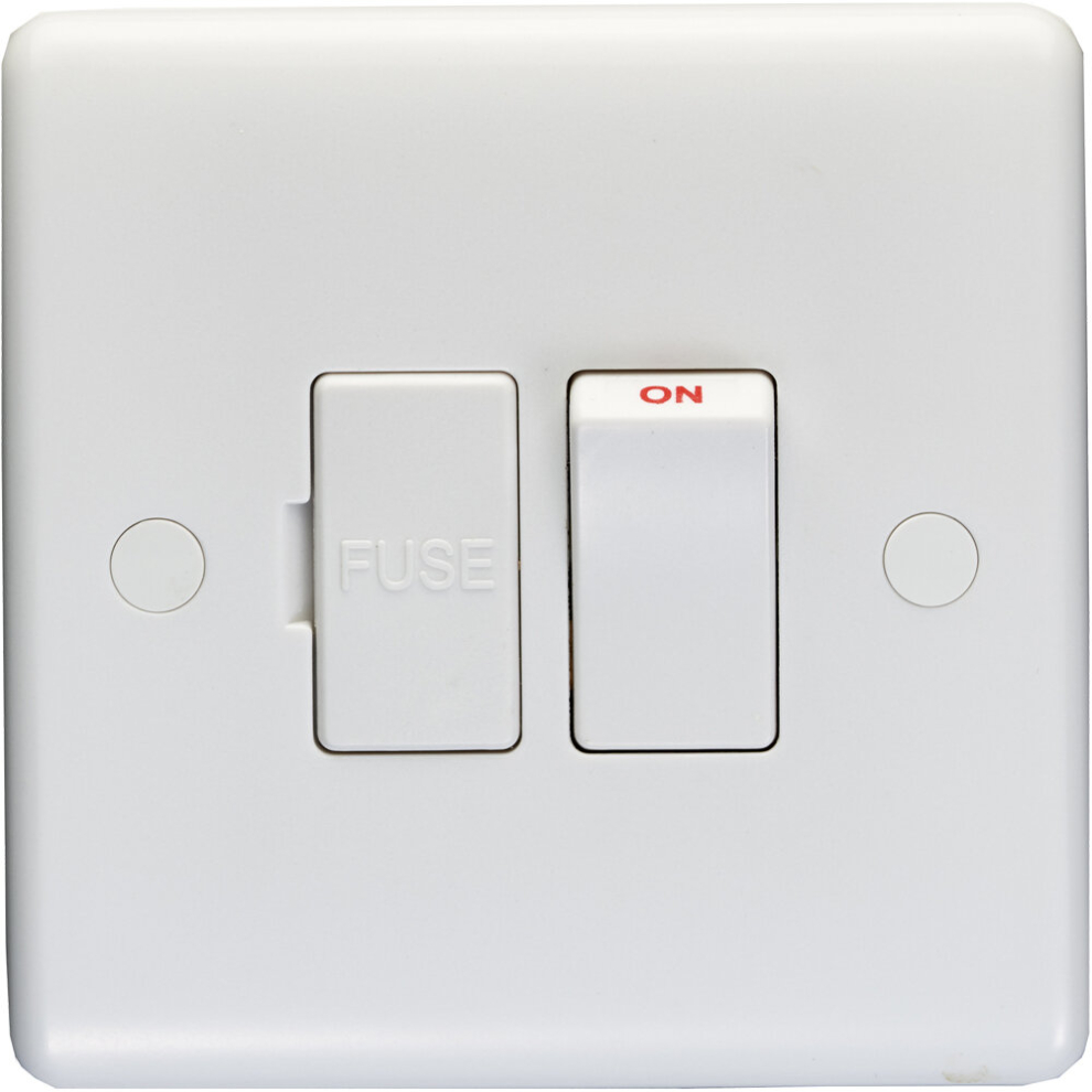Loops 13A Switched Fuse Spur - White Plastic Mains Isolation Appliance Wall Plate