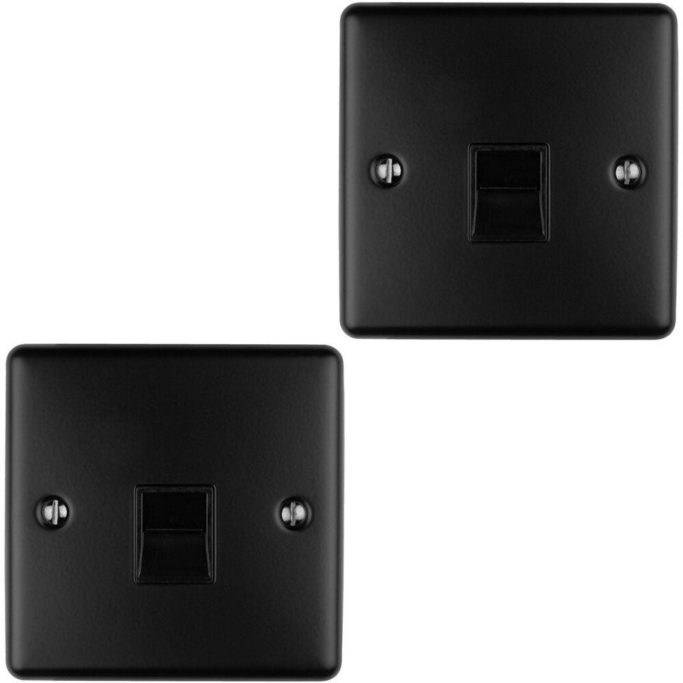 2 PACK 1 Gang Single BT Telephone Master Socket MATT BLACK Wall Plate Outlet