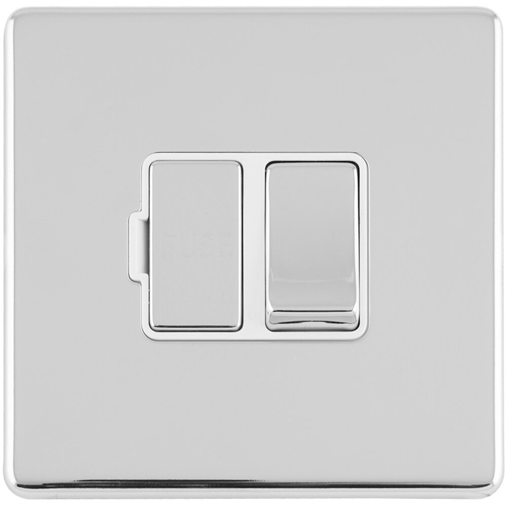 Loops 1 Gang 13A Switched Fuse Spur Screwless Polished Chrome Mains Isolation Plate