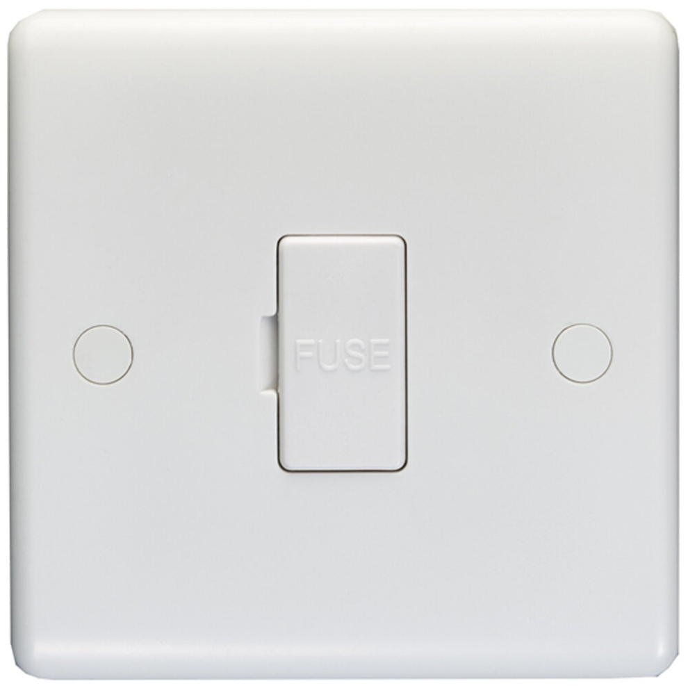 13A Unswitched Fuse Spur - White Plastic Mains Isolation Appliance Wall Plate 5056581969866