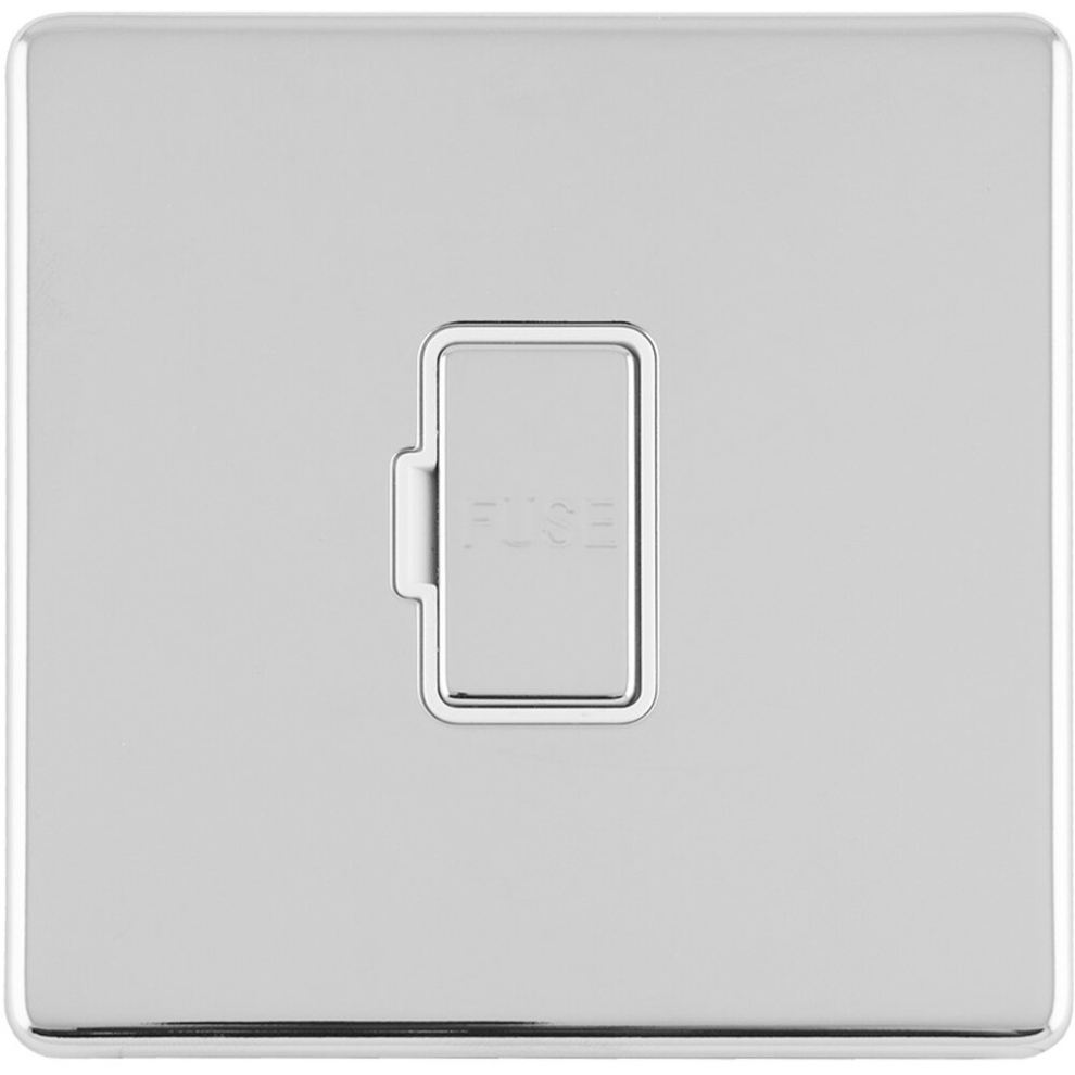 1 Gang 13A Unswitched Fuse Spur Screwless Polished Chrome Rocker Mains Isolation 5056581976550