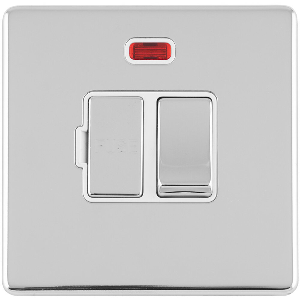 Loops 1 Gang 13A Switched Fuse Spur Neon Screwless Polished Chrome Mains Isolation