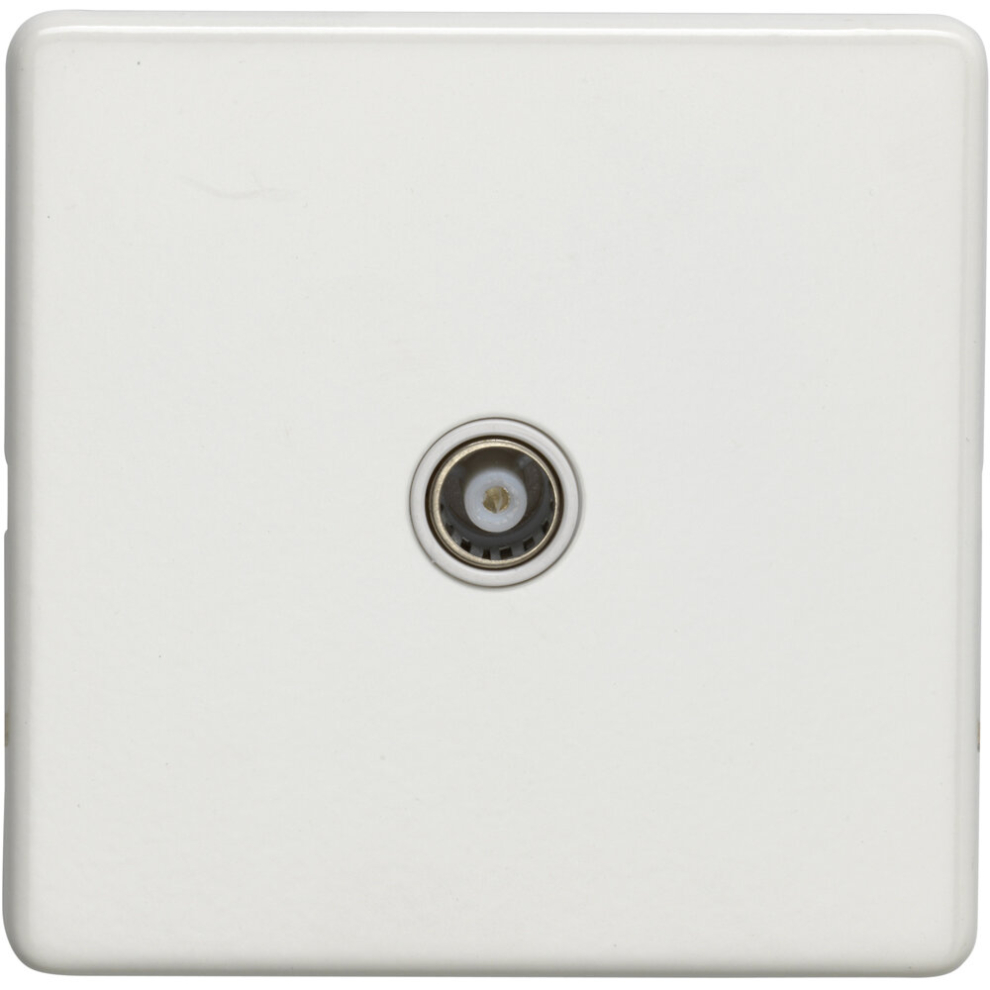 1 Gang Single Tv Coaxial Aerial Socket Screwless Matt White Female Wall Plate - Image 2
