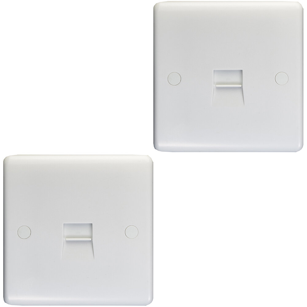 2 PACK 1 Gang Single BT Telephone Master Socket WHITE PLASTIC Wall Plate Outlet