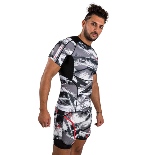 (Large ) VENUM ELECTRON 3.0 MMA SHORT SLEEVE RASHGUARD - CAMO GREY 2