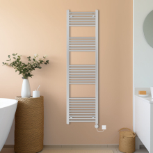 (Chrome, 1800x500mm) NRG Prefilled Thermostatic Electric Straight Heated Towel Rail Radiator