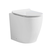 Elegant Rimless Back To Wall Toilet Round Pan Soft Close Seat Concealed Cistern