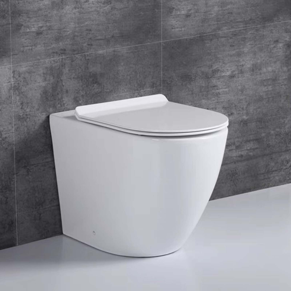 Rimless Back To Wall Toilet Wc Ceramic Pan 455Mm Raised Height Soft Close Seat 9331924617939