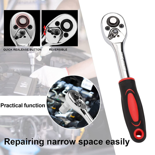 46Pcs Socket Set 1/4" Drive Metric Ratchet Screwdriver Wrench Torx Tool Kit Case 1