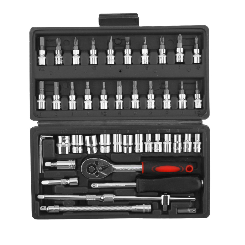 46Pcs Socket Set 1/4" Drive Metric Ratchet Screwdriver Wrench Torx Tool Kit Case