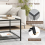 Casart Modern Glass Top Coffee Table Home Square Center Table Accent Sofa Side Table 4
