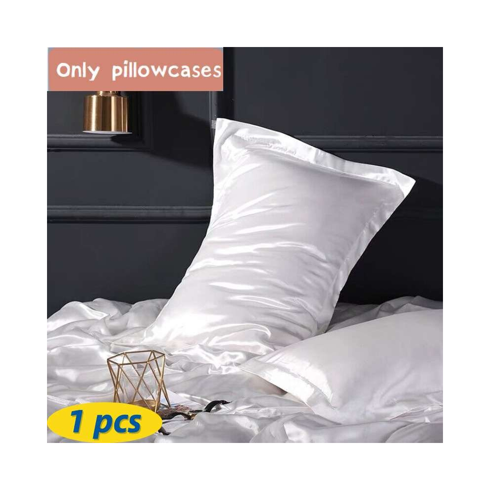 (White) Pure Mulberry Silk Pillowcase Antiwrinkle Bed Soft Pillow Cases Covers