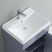 600mm Bathroom Iset Basin Sink with Overflow Mid-Edge 1 Tap Hole Modern