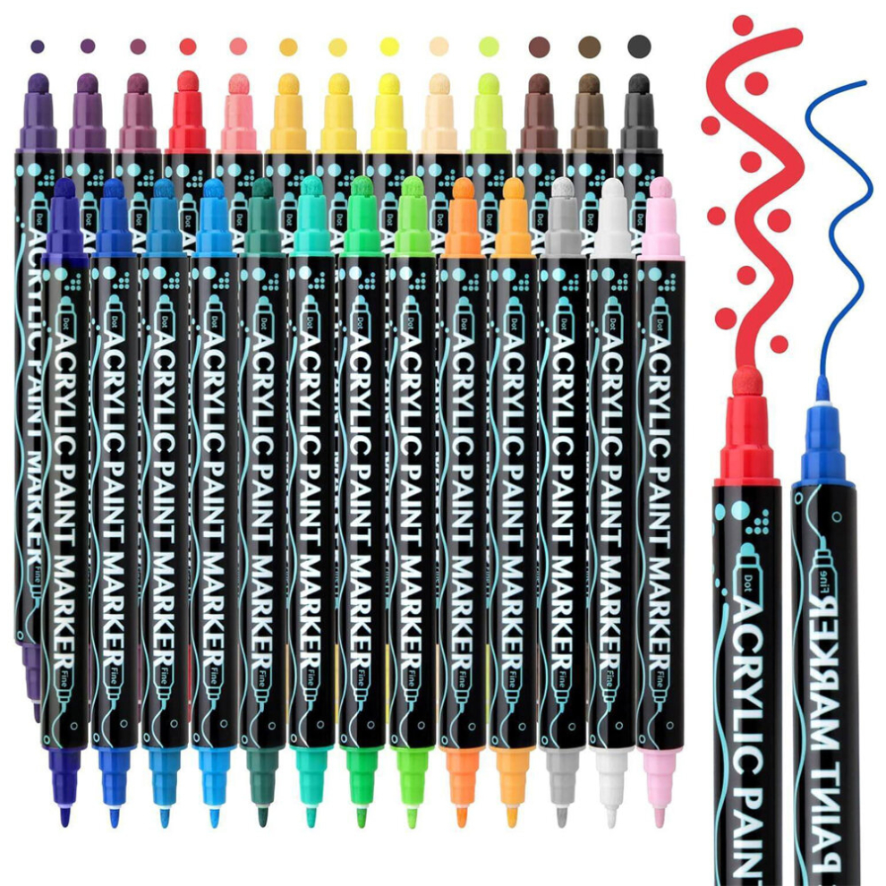 26 Colors Acrylic Paint Pens Sets Fine Art Marker For Metal Glass Rock