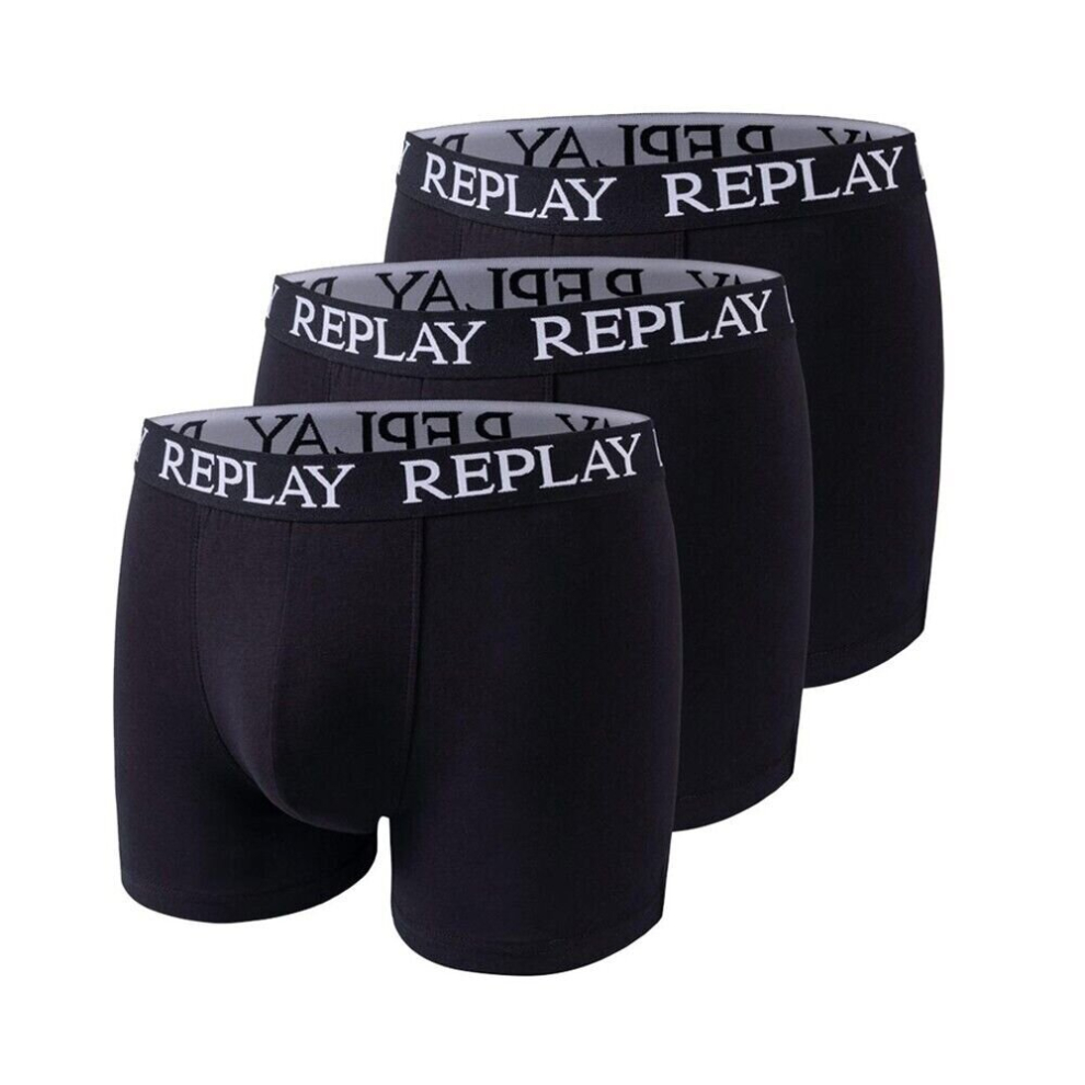 (S) Men's Designer Replay Boxer Shorts 3 Pack Mixed