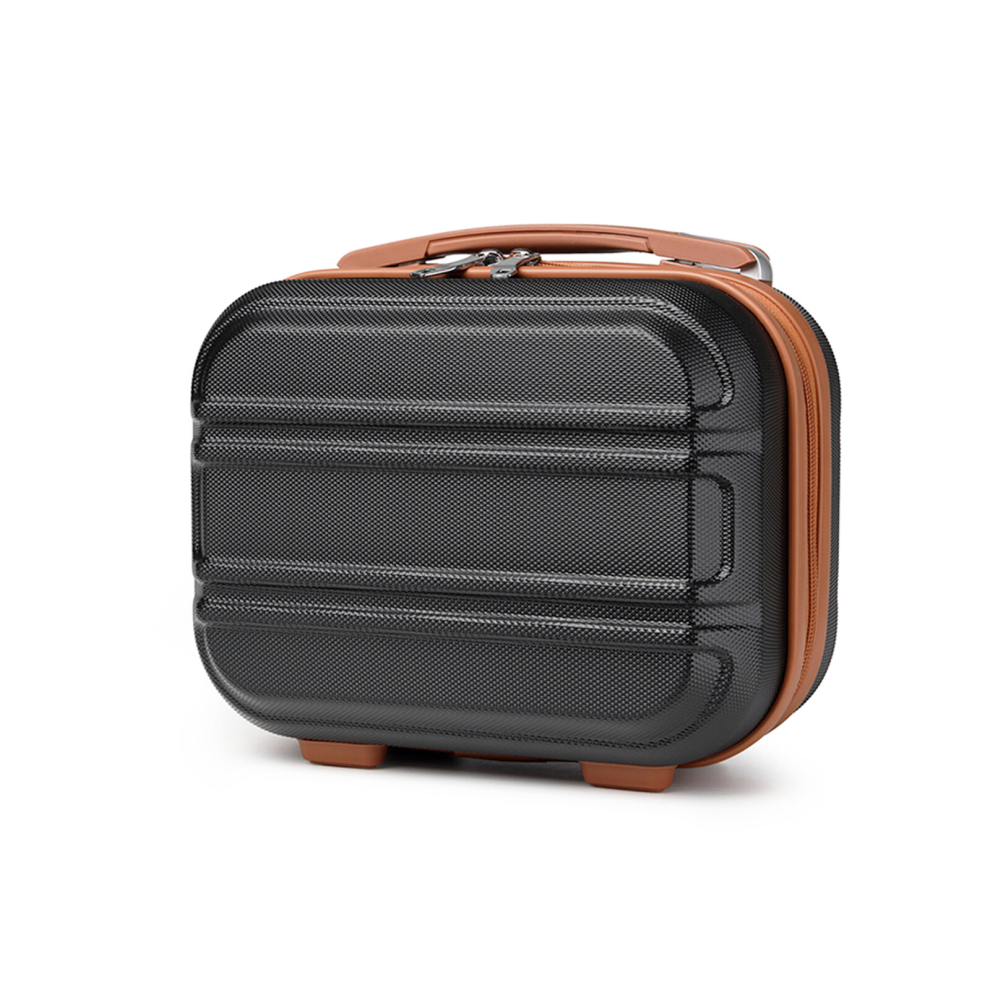 (Black and Brown, 12 inch) 1,  2 or 4 Pieces ABS Sculpted Horizontal Design Suitcase With TSA Lock