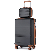 (Black and Brown, 12+20 inch) 1,  2 or 4 Pieces ABS Sculpted Horizontal Design Suitcase With TSA Lock