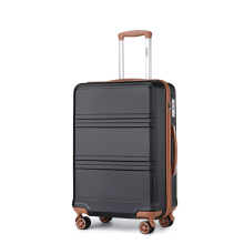 (Black and Brown, 28 inch) 1, 2 or 4 Pieces ABS Sculpted Horizontal Design Suitcase With TSA Lock